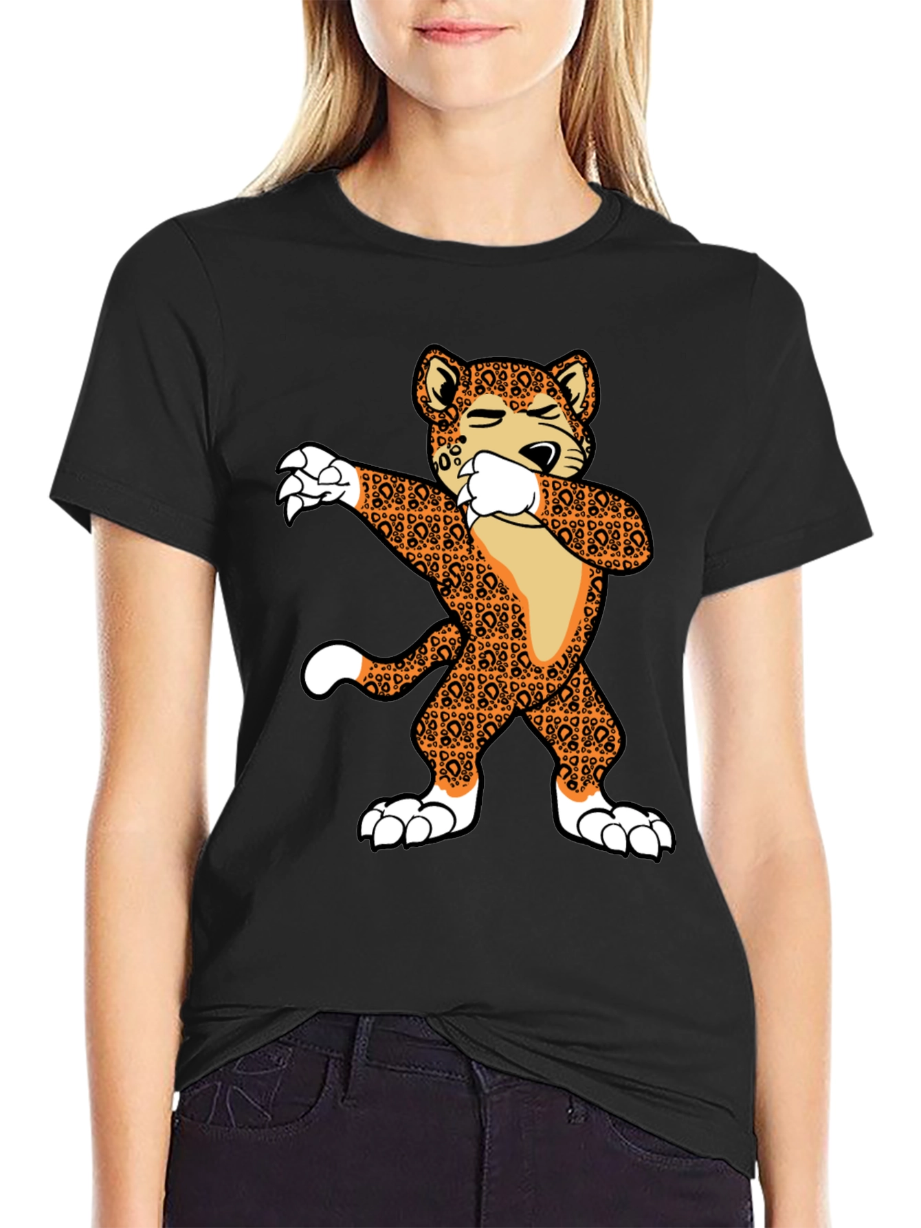 Dabbing Leopard Graphic T-Shirt
