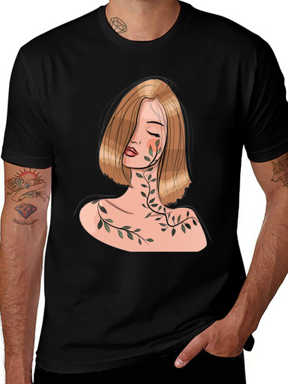 Woman with Vines Graphic Black T-Shirt