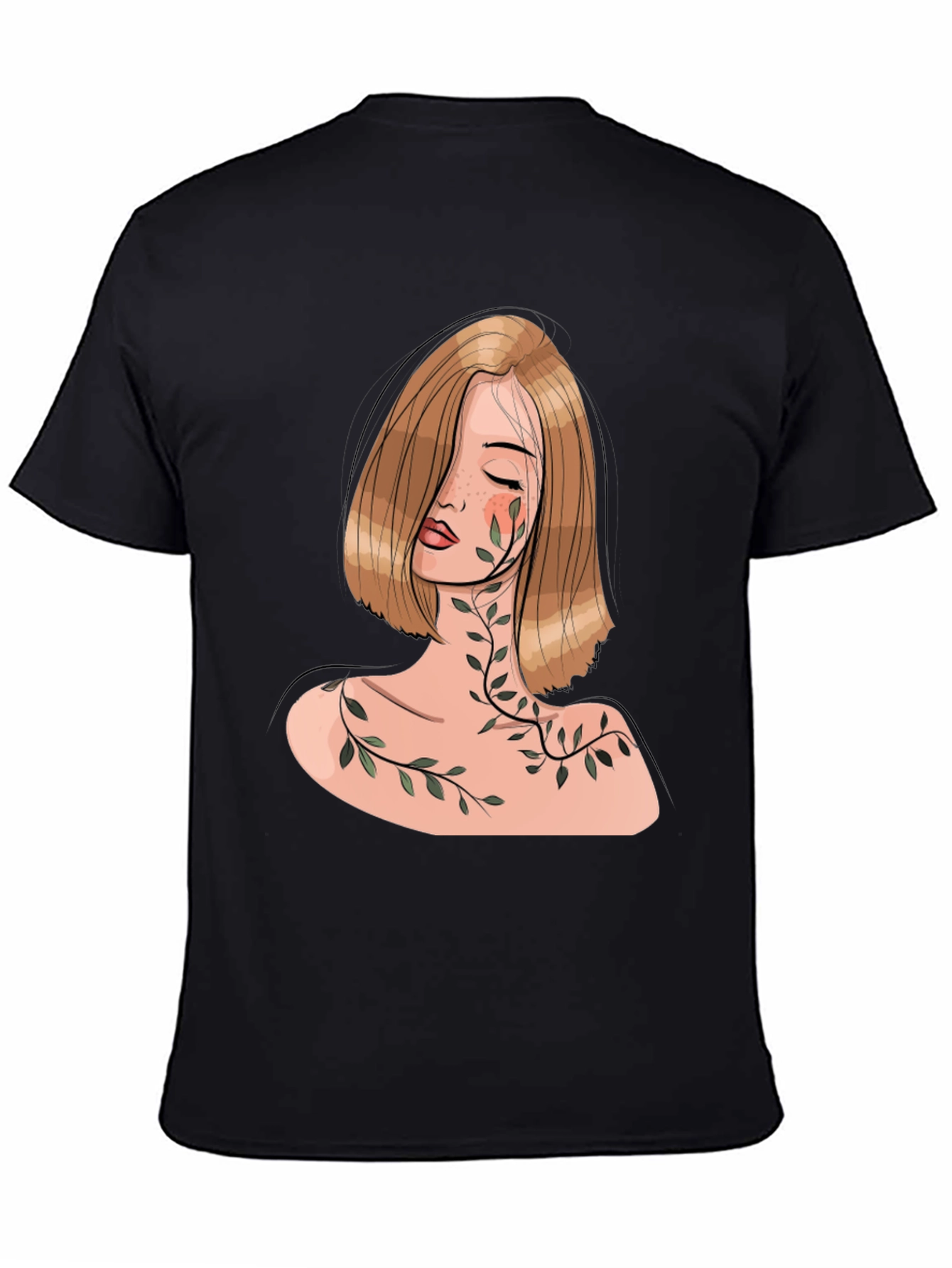 Woman with Vines Graphic Black T-Shirt