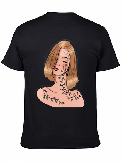Woman with Vines Graphic Black T-Shirt