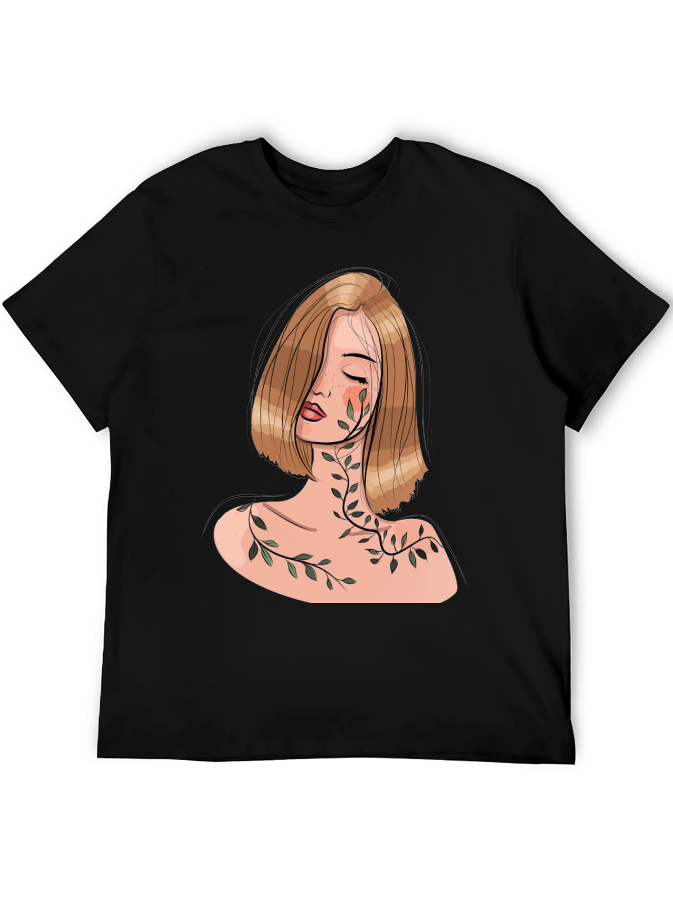 Woman with Vines Graphic Black T-Shirt
