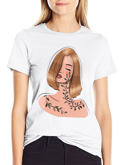 Woman with Vines Graphic Black T-Shirt
