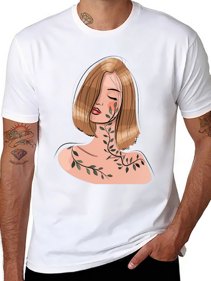 Woman with Vines Graphic Black T-Shirt
