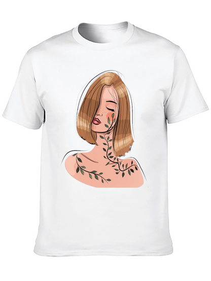 Woman with Vines Graphic Black T-Shirt