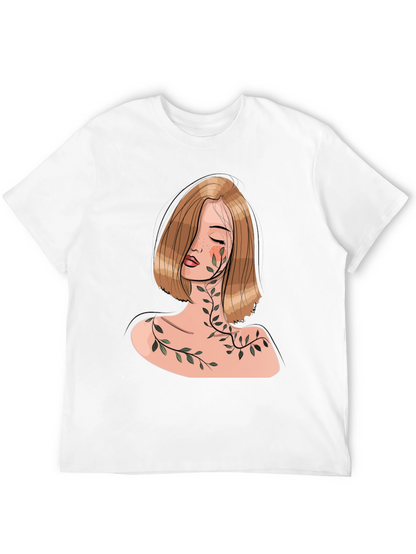 Woman with Vines Graphic Black T-Shirt