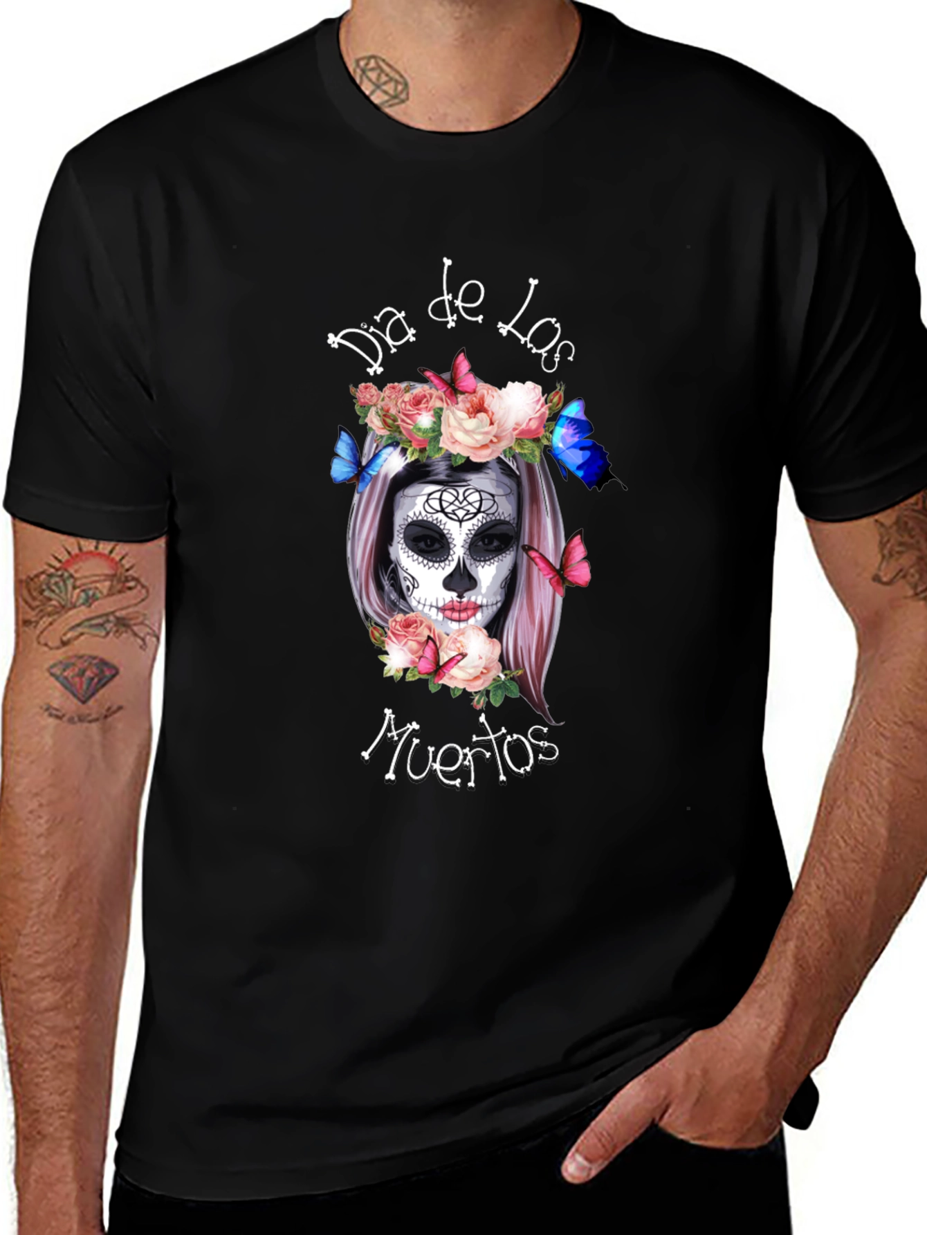 Dia de los Muertos T-Shirt Sugar Skull Black