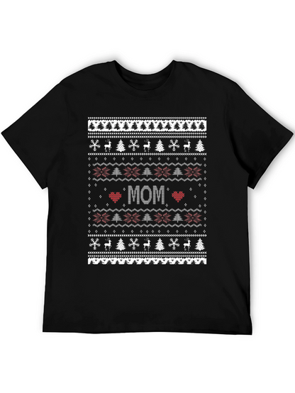 Festive Mom Christmas Sweater Pattern T-Shirt