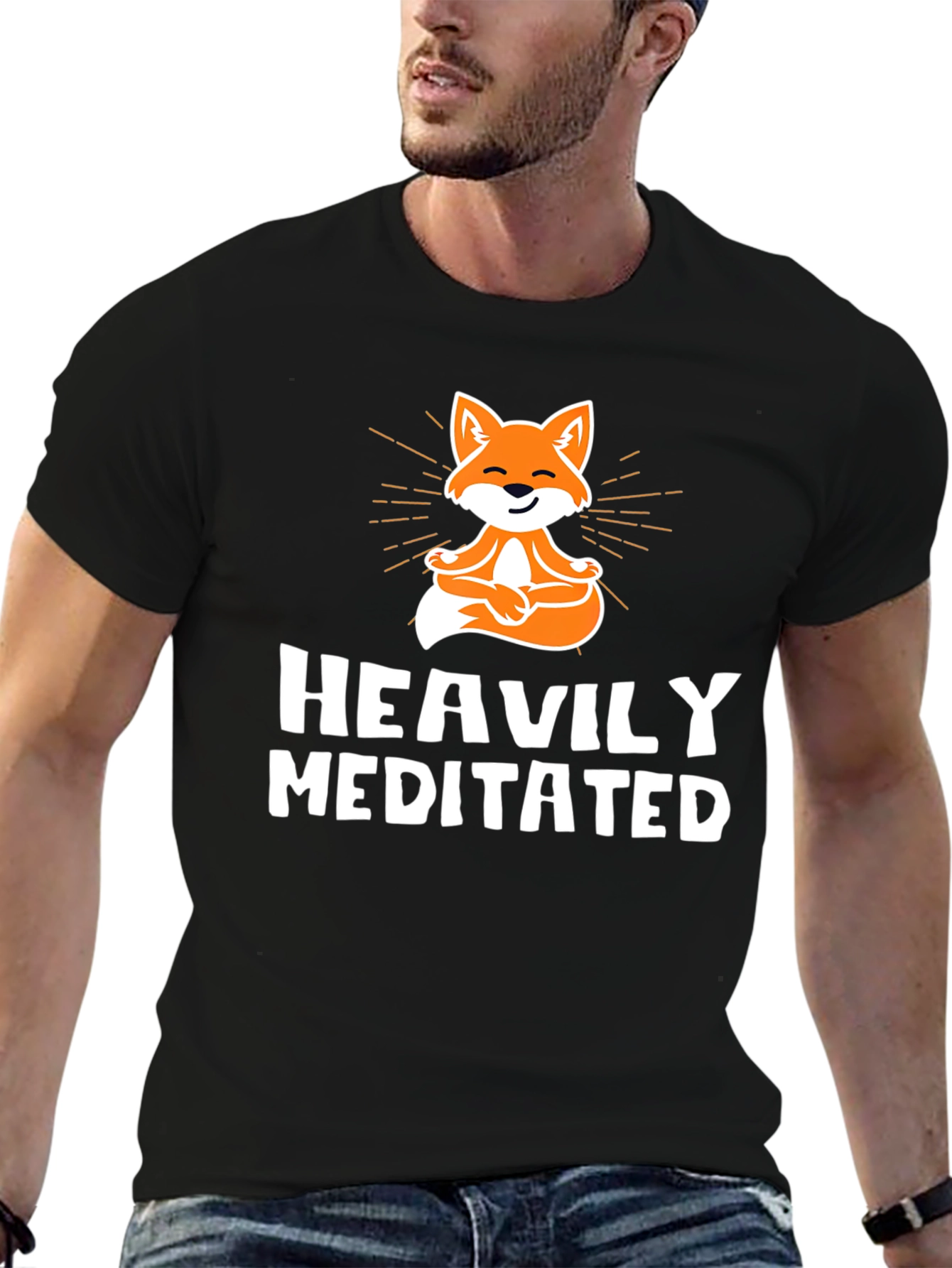 Heavily Meditated Fox Graphic Tee - Black