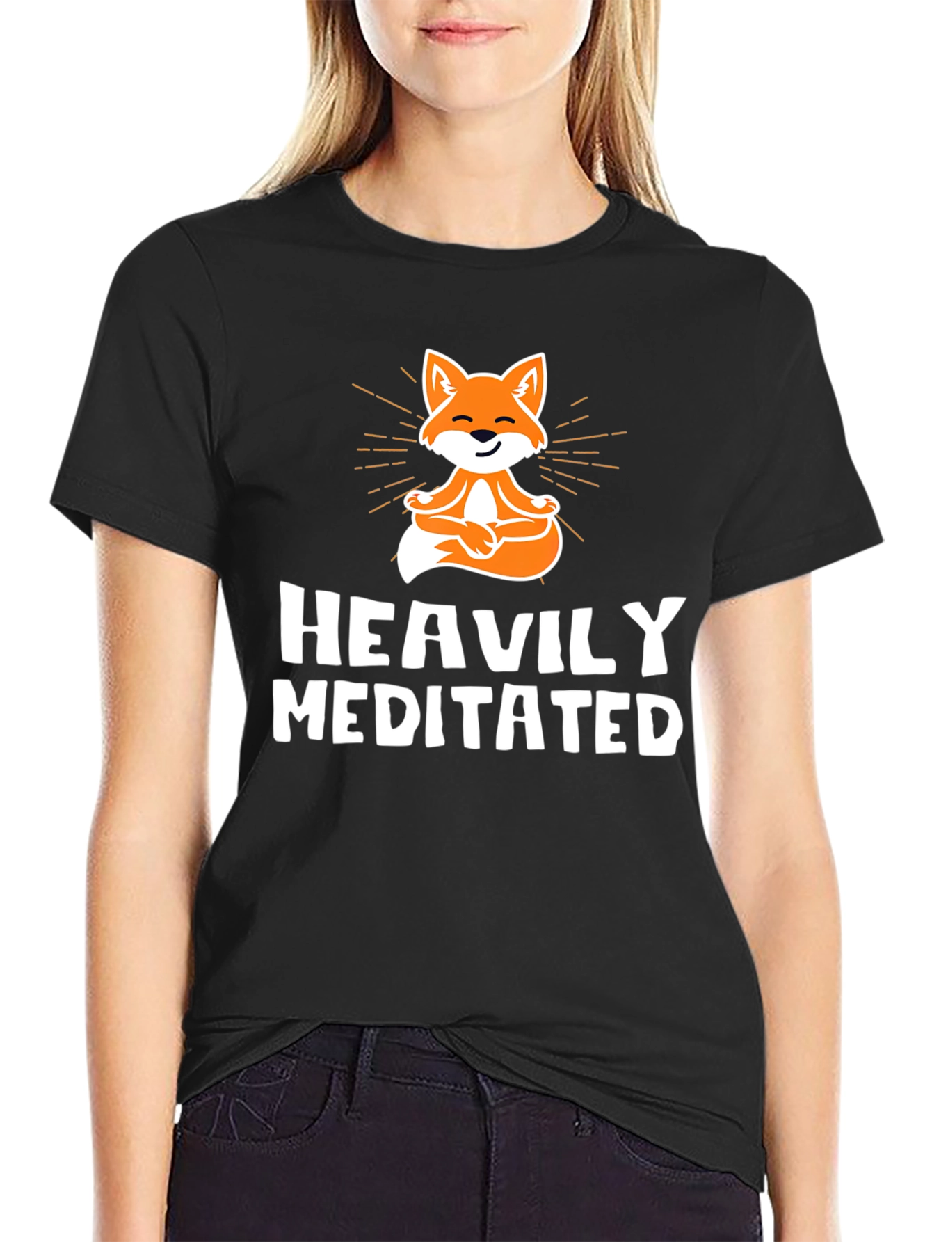Heavily Meditated Fox Graphic Tee - Black