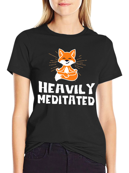 Heavily Meditated Fox Graphic Tee - Black