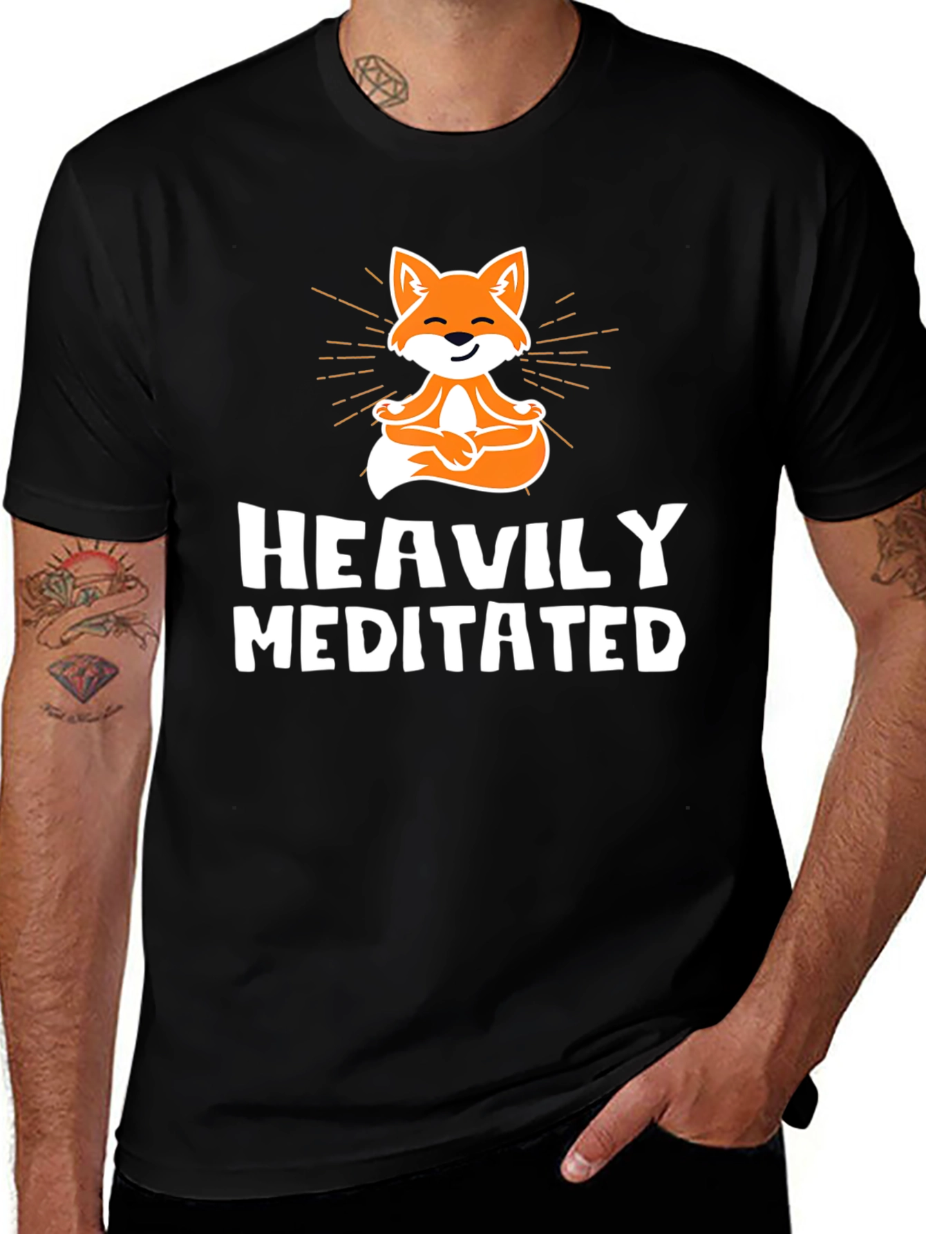 Heavily Meditated Fox Graphic Tee - Black