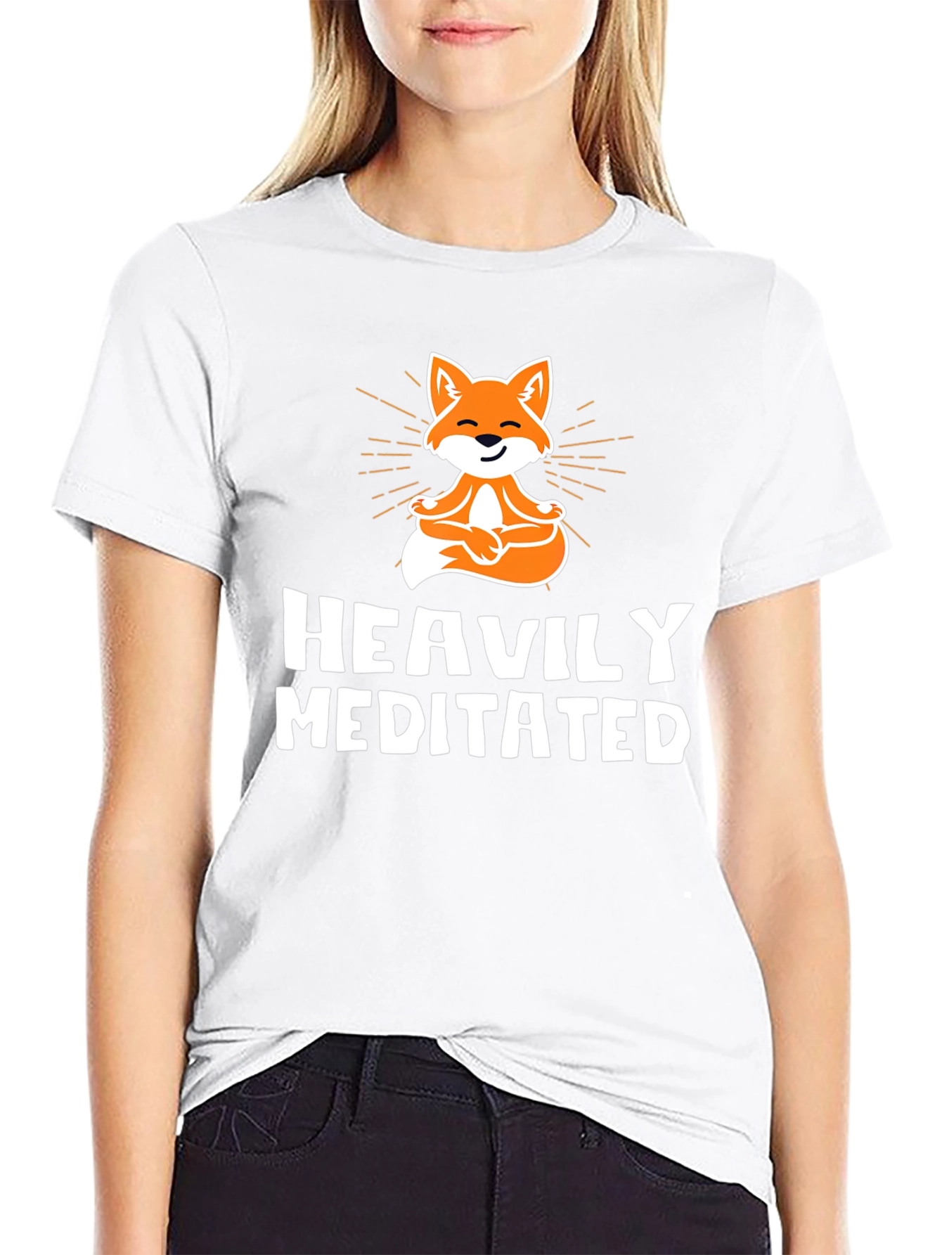 Heavily Meditated Fox Graphic Tee - Black