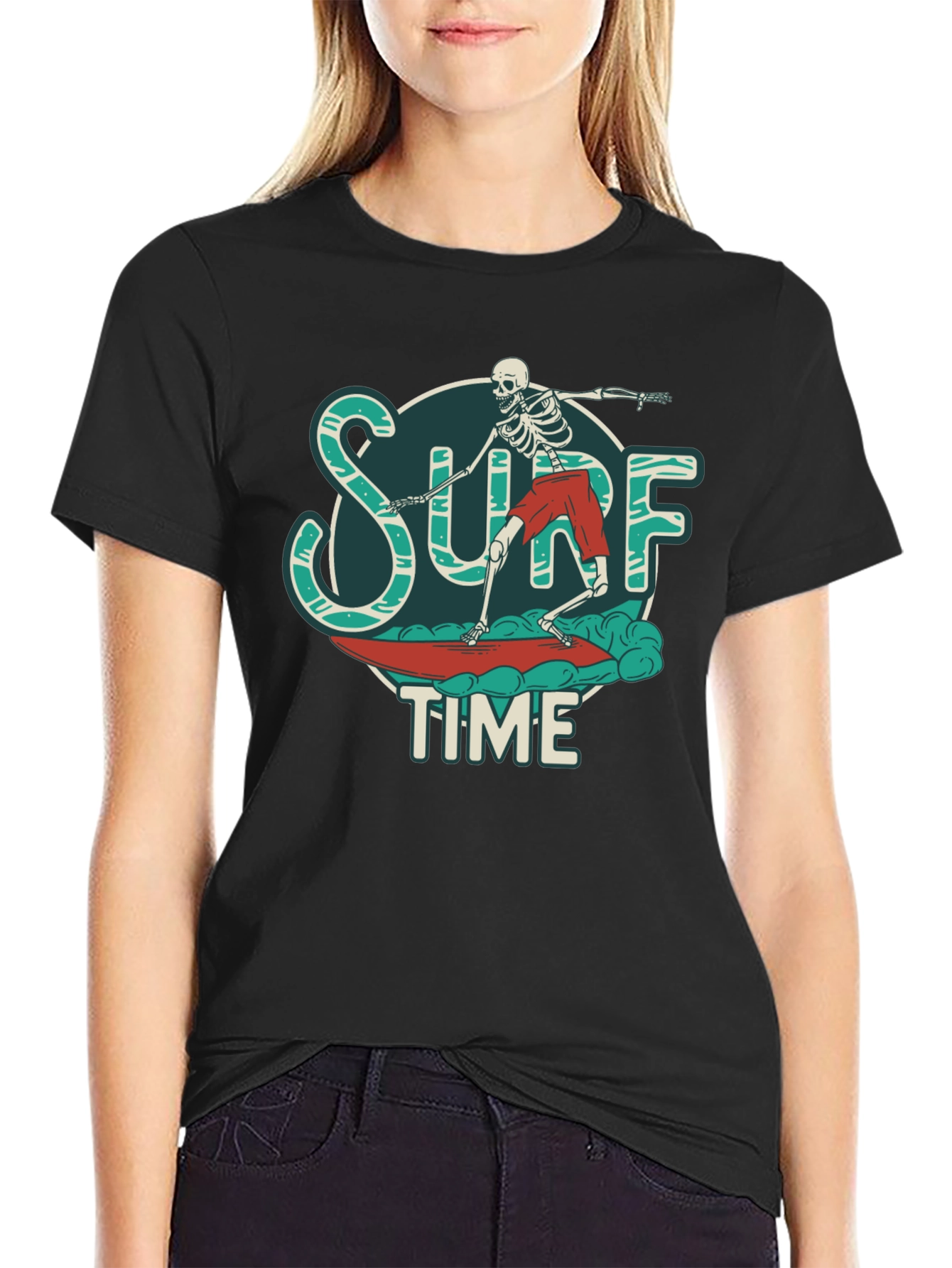Surf Time Skeleton Graphic T-Shirt