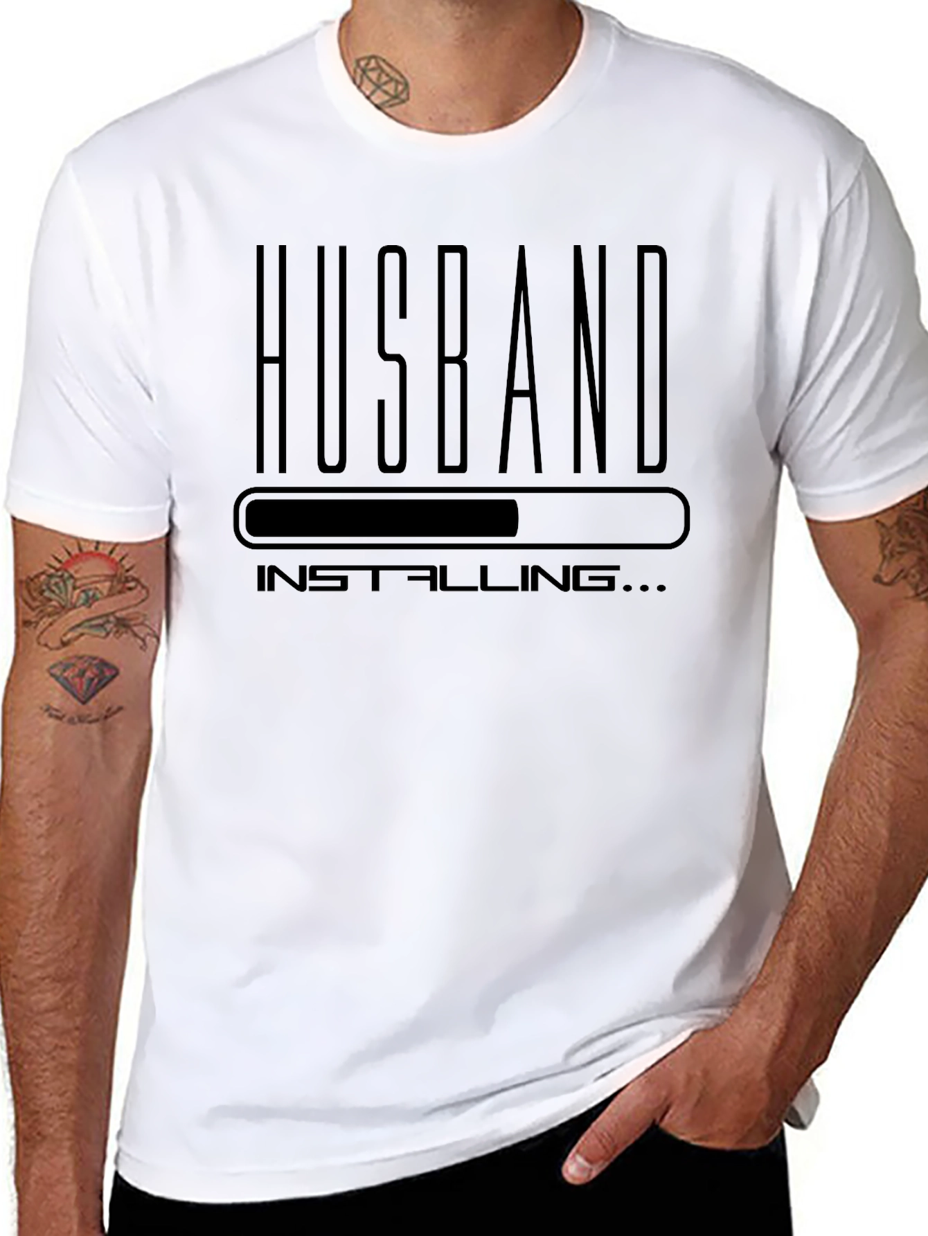 Husband Installing Funny Graphic Tee Shirt