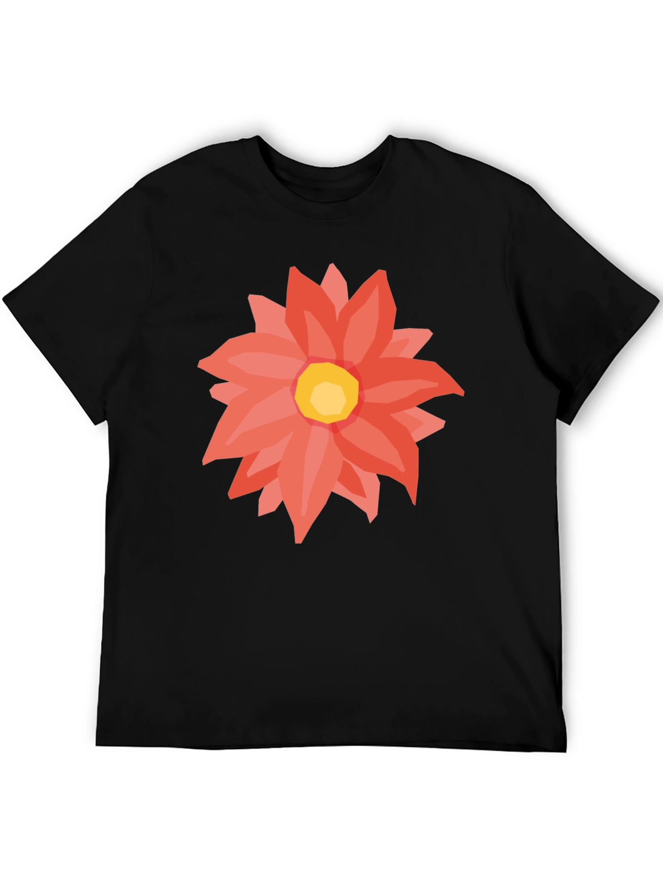 Black T-Shirt with Floral Graphic