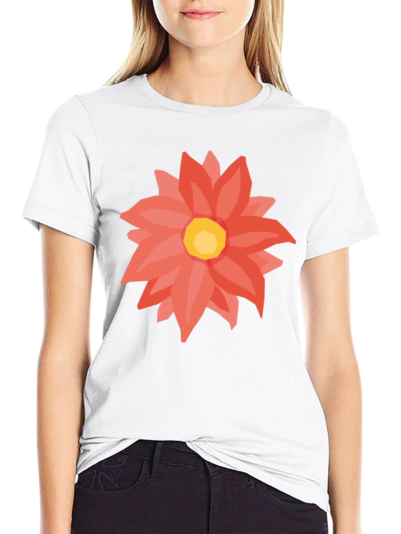 Black T-Shirt with Floral Graphic