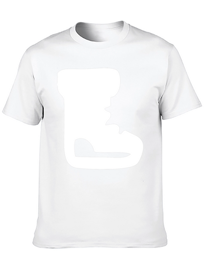 Black T-Shirt with White Boot Print