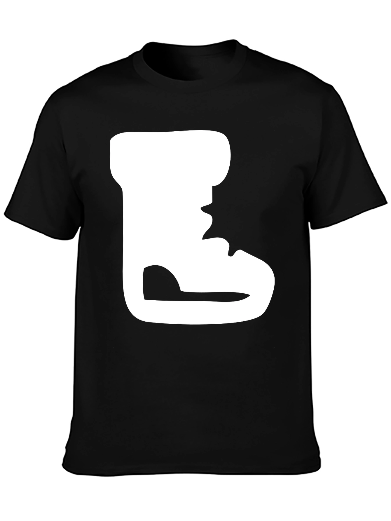 Black T-Shirt with White Boot Print