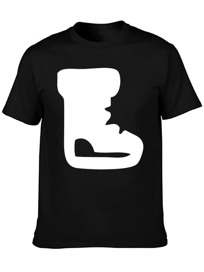 Black T-Shirt with White Boot Print