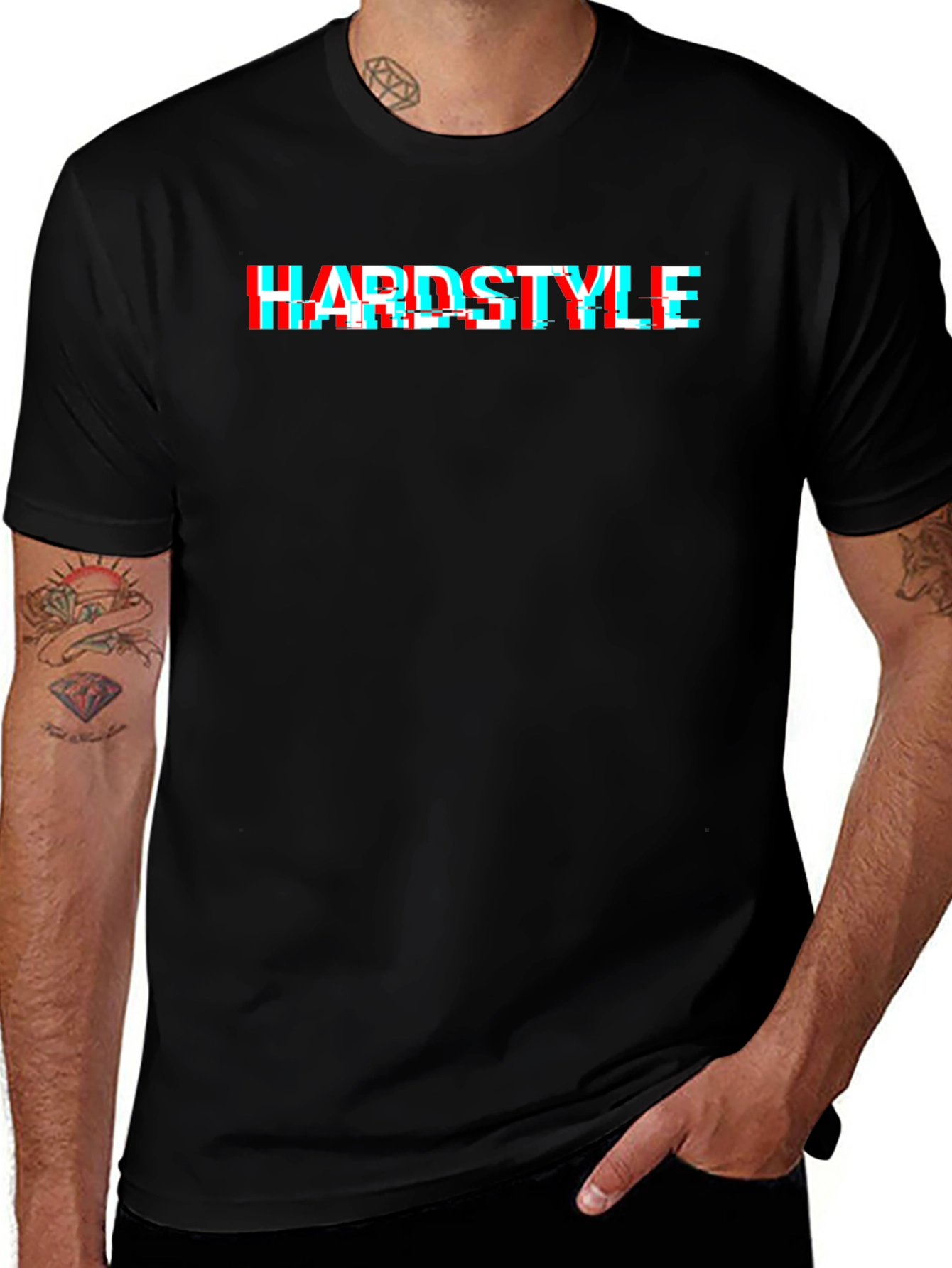 Hardstyle Glitch Effect Black T-Shirt