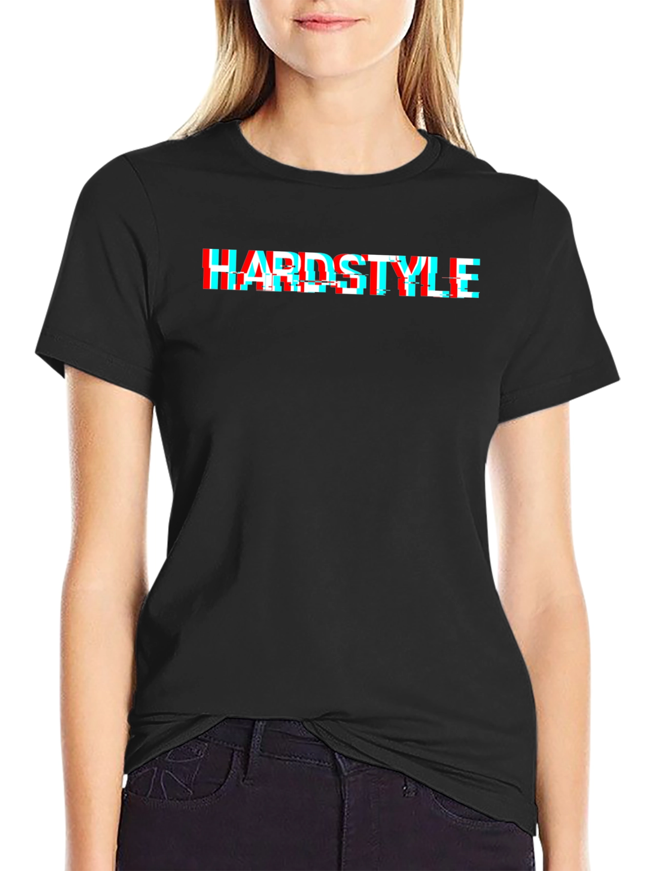 Hardstyle Glitch Effect Black T-Shirt