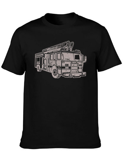 Fire Truck Graphic Tee - Stylish Crew Neck T-Shirt