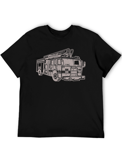 Fire Truck Graphic Tee - Stylish Crew Neck T-Shirt