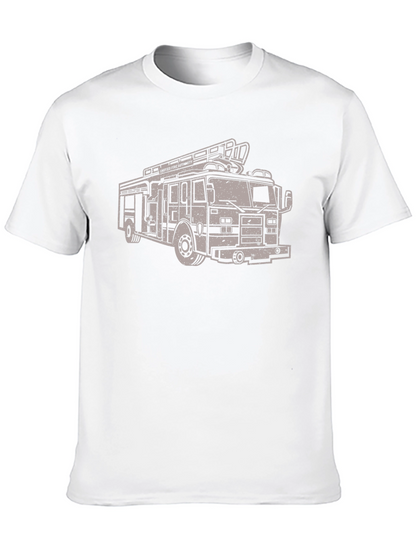 Fire Truck Graphic Tee - Stylish Crew Neck T-Shirt