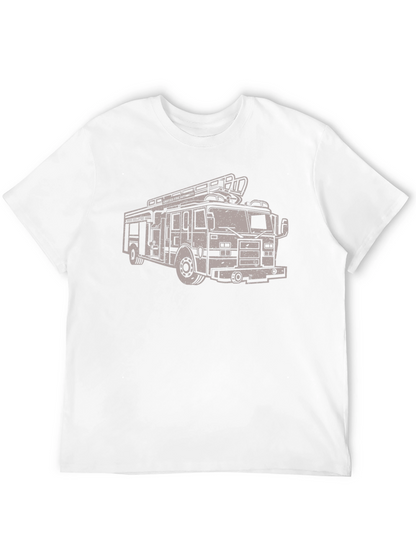 Fire Truck Graphic Tee - Stylish Crew Neck T-Shirt