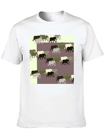 Elephant Pattern Black T-Shirt