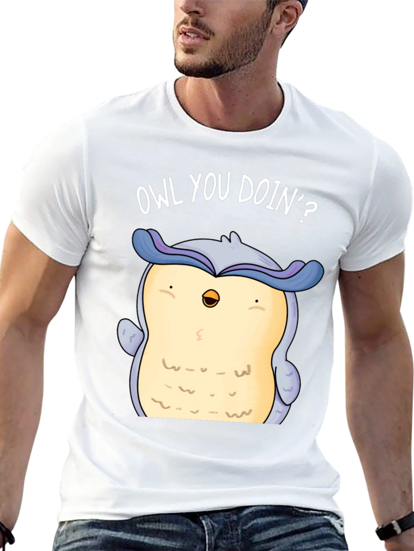 Funny Owl You Doin? Graphic Print T-Shirt