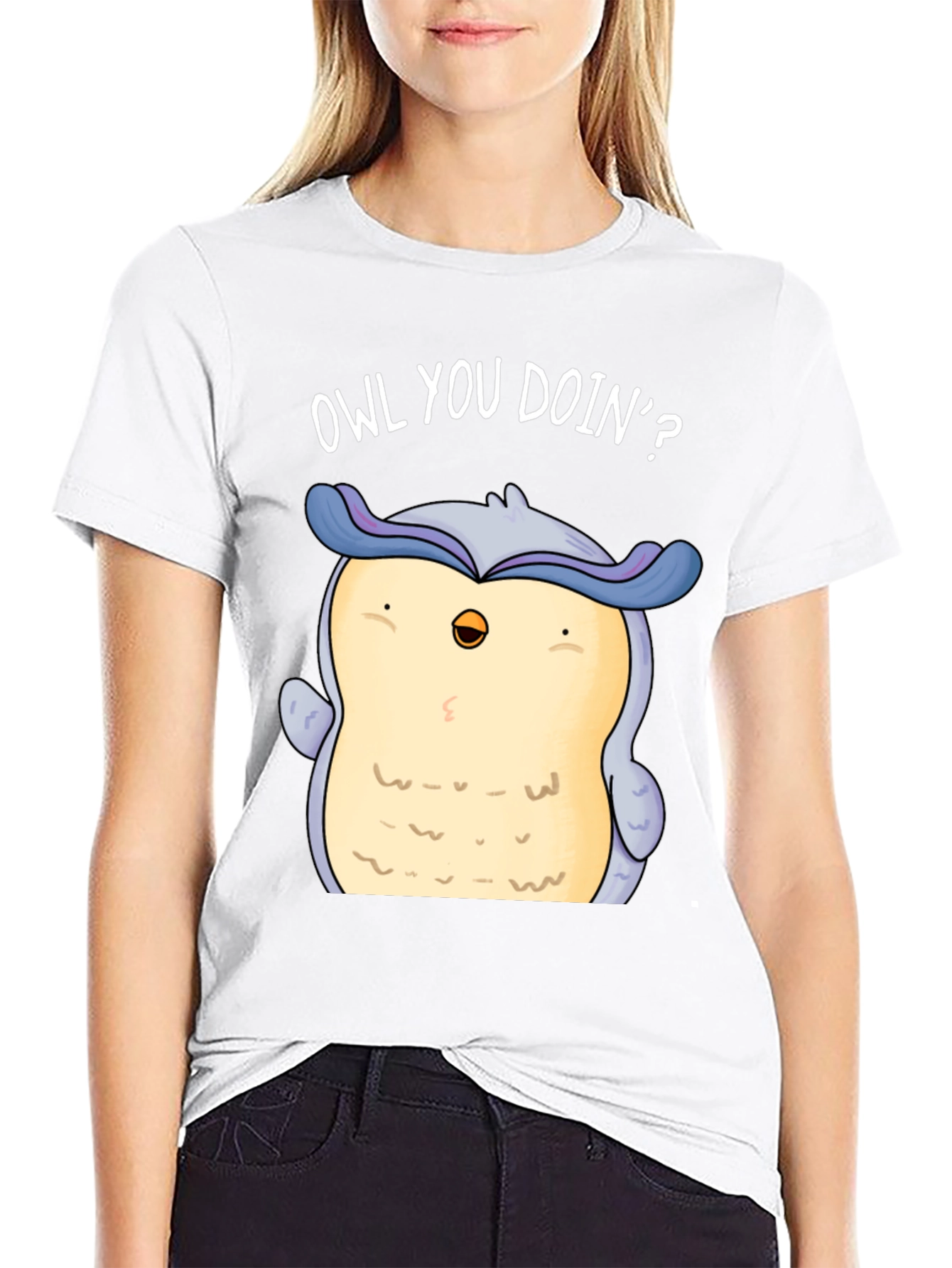 Funny Owl You Doin? Graphic Print T-Shirt