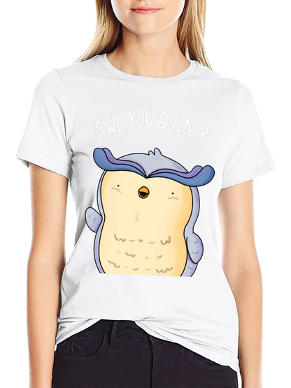 Funny Owl You Doin? Graphic Print T-Shirt
