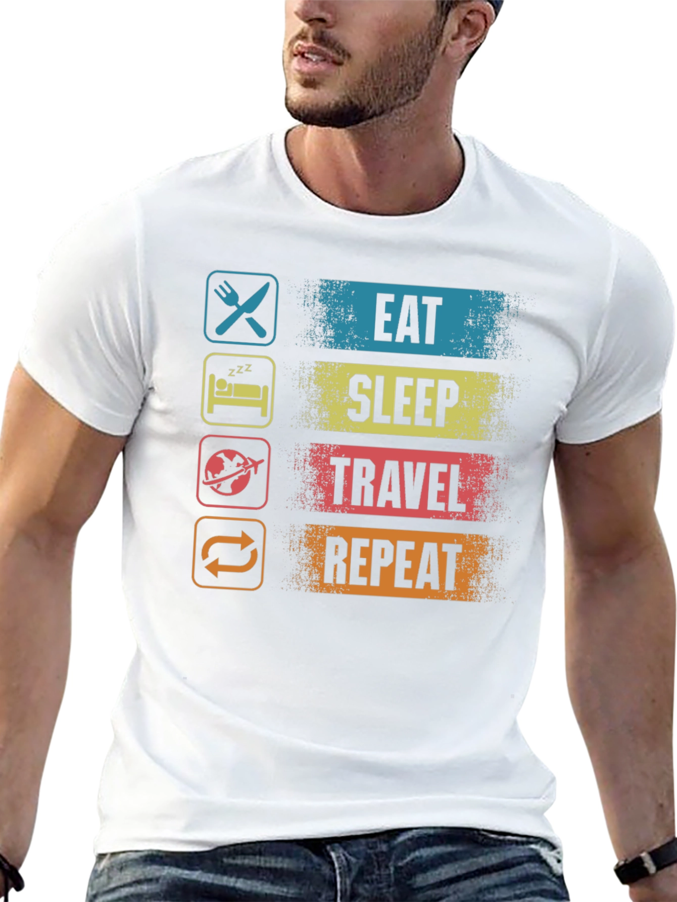 Eat Sleep Travel Repeat Graphic T-Shirt