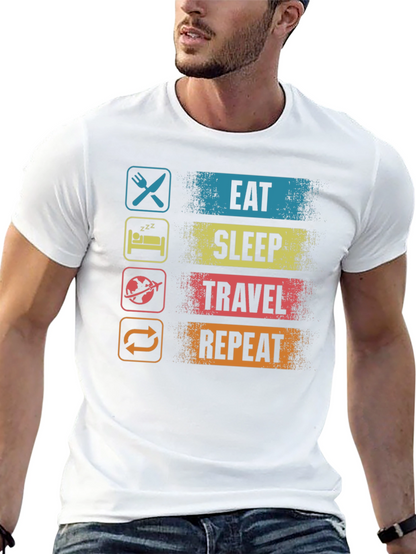 Eat Sleep Travel Repeat Graphic T-Shirt
