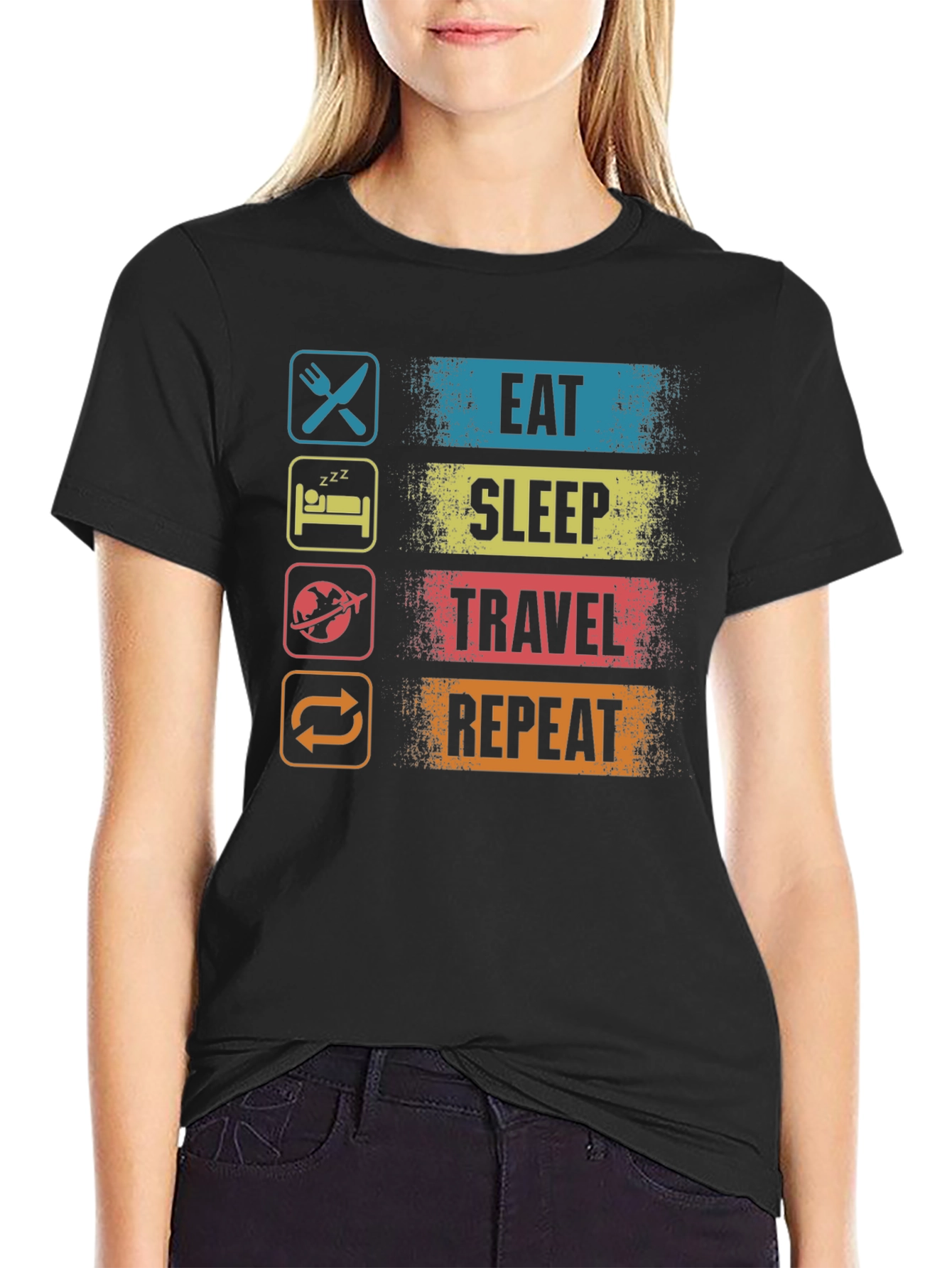 Eat Sleep Travel Repeat Graphic T-Shirt