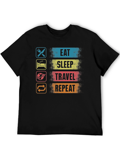 Eat Sleep Travel Repeat Graphic T-Shirt