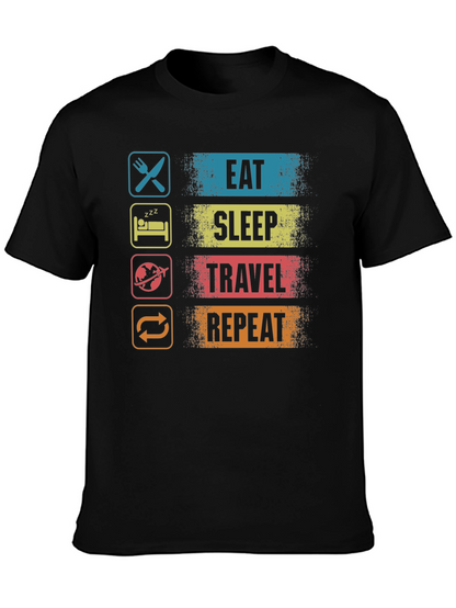 Eat Sleep Travel Repeat Graphic T-Shirt