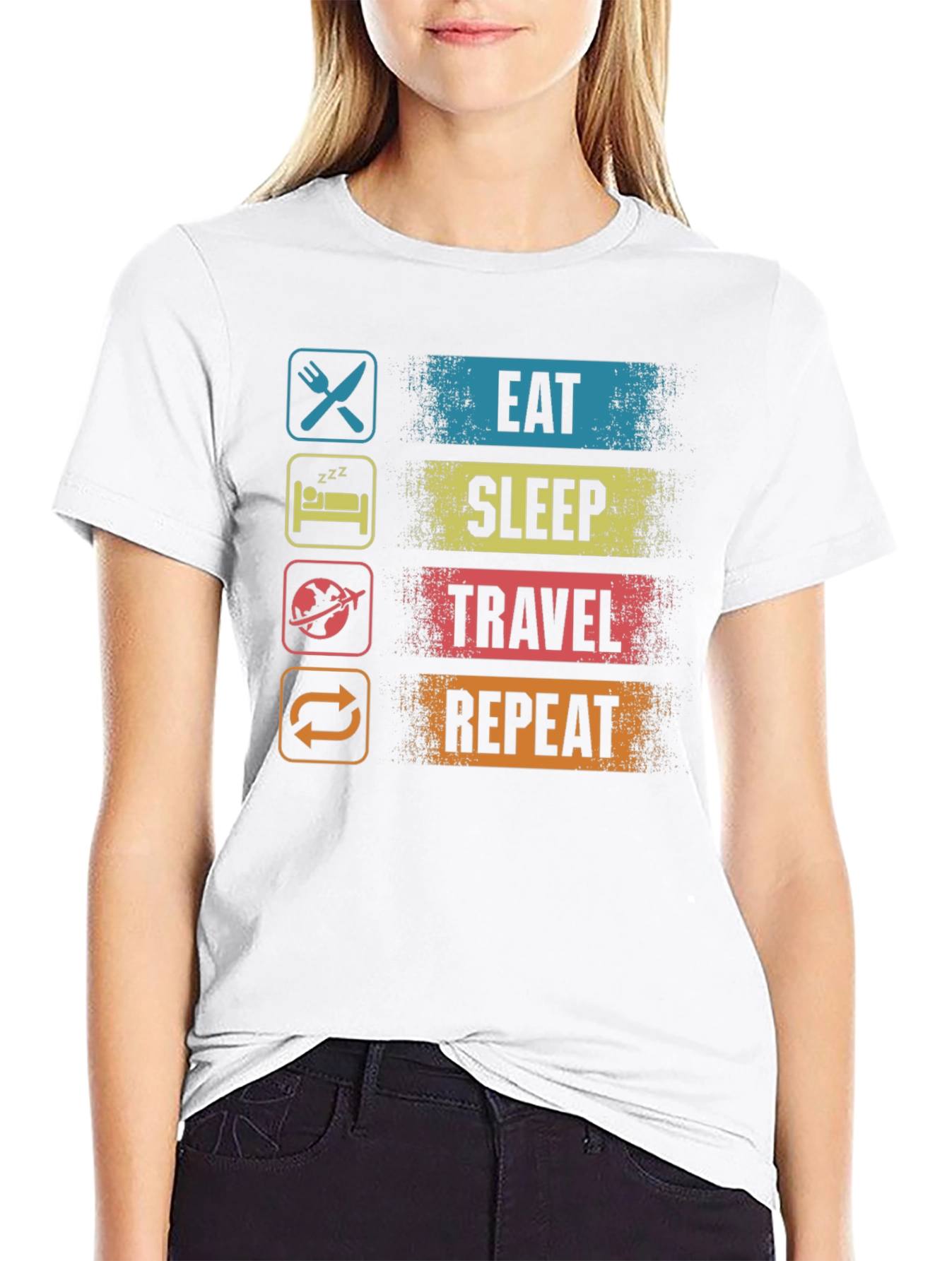 Eat Sleep Travel Repeat Graphic T-Shirt