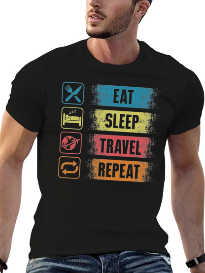 Eat Sleep Travel Repeat Graphic T-Shirt