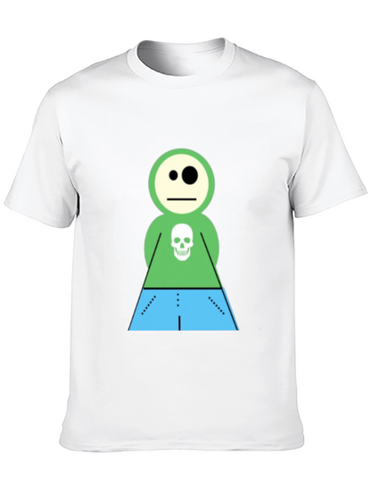 Cartoon Skeleton Character Black T-Shirt