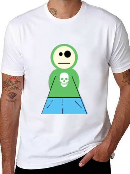 Cartoon Skeleton Character Black T-Shirt