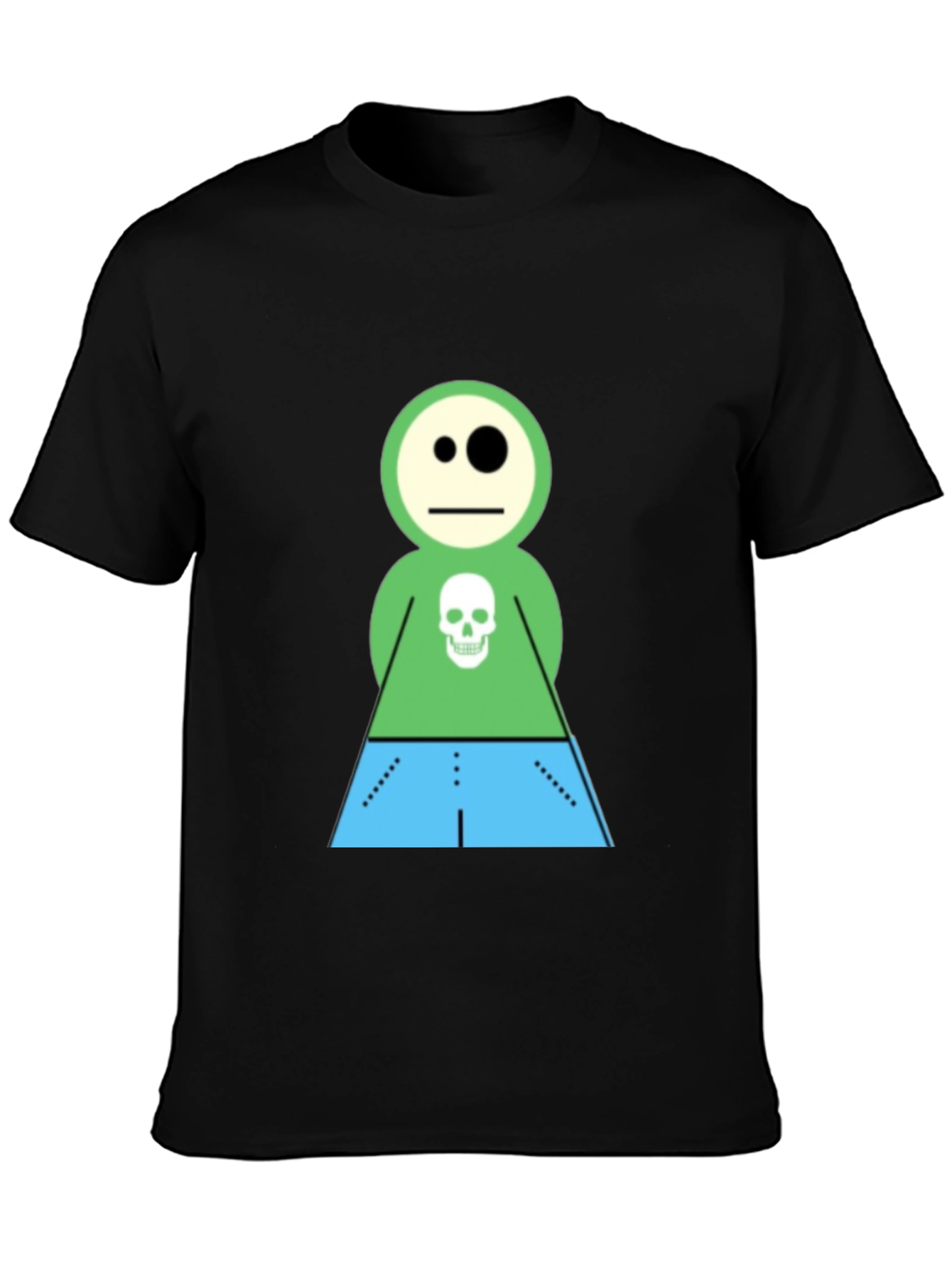 Cartoon Skeleton Character Black T-Shirt