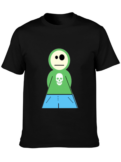 Cartoon Skeleton Character Black T-Shirt