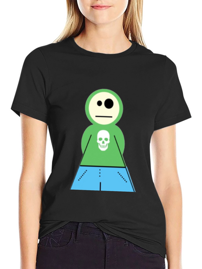 Cartoon Skeleton Character Black T-Shirt