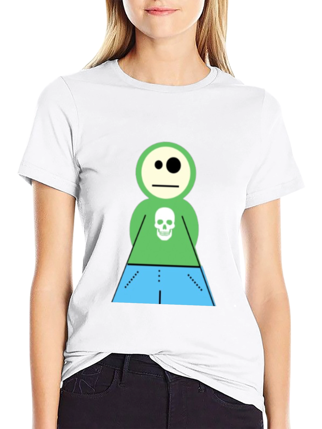 Cartoon Skeleton Character Black T-Shirt