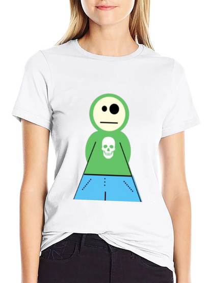 Cartoon Skeleton Character Black T-Shirt