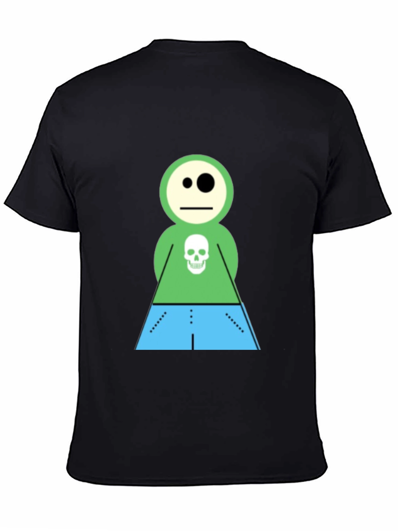 Cartoon Skeleton Character Black T-Shirt