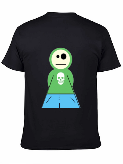 Cartoon Skeleton Character Black T-Shirt