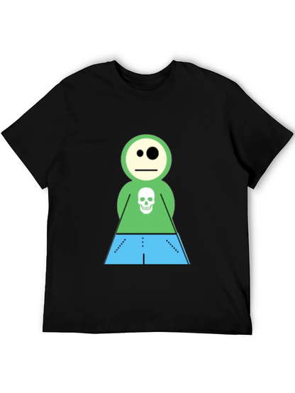 Cartoon Skeleton Character Black T-Shirt
